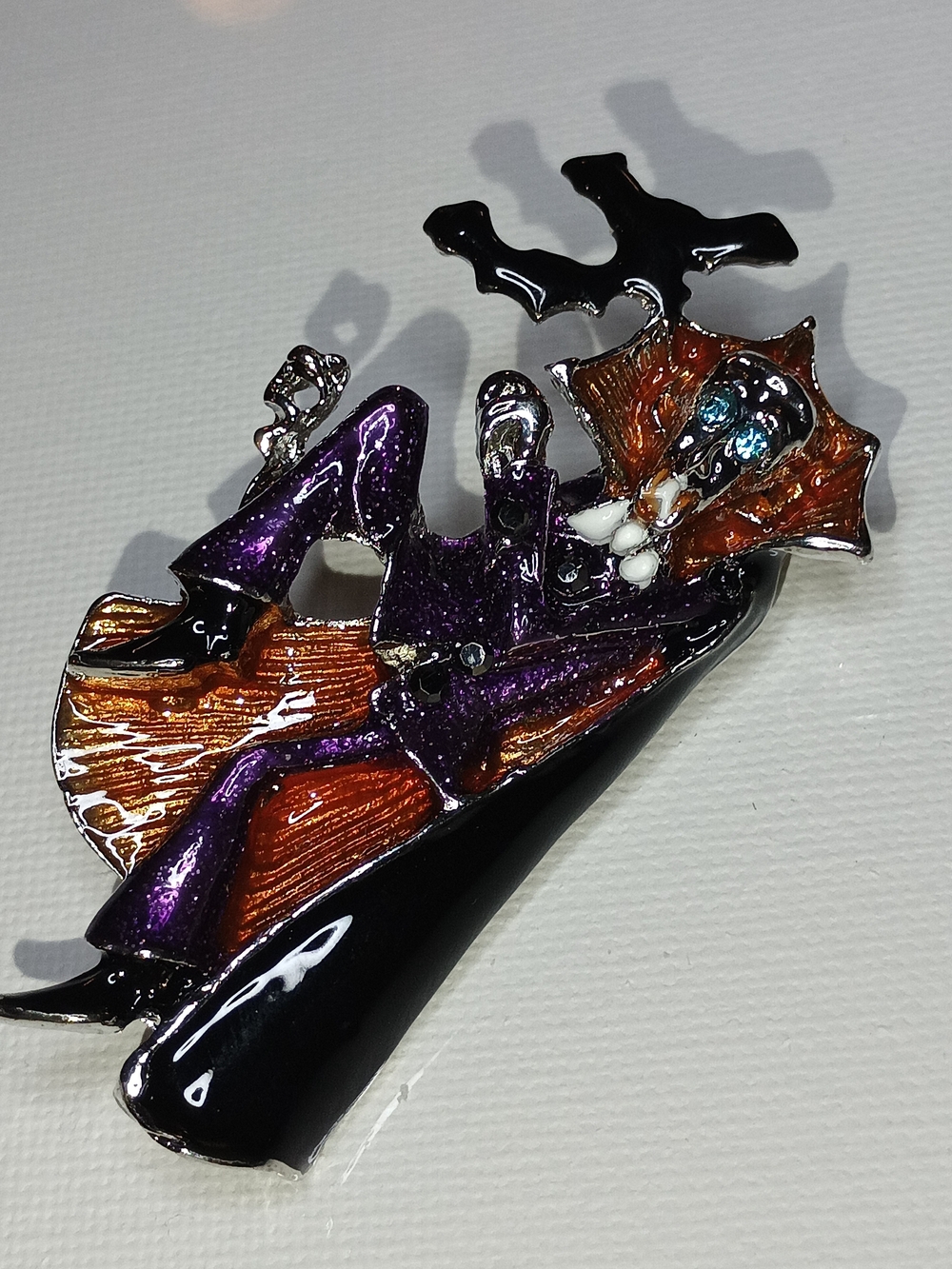 Halloween Vampire Bat Enamel Brooch -